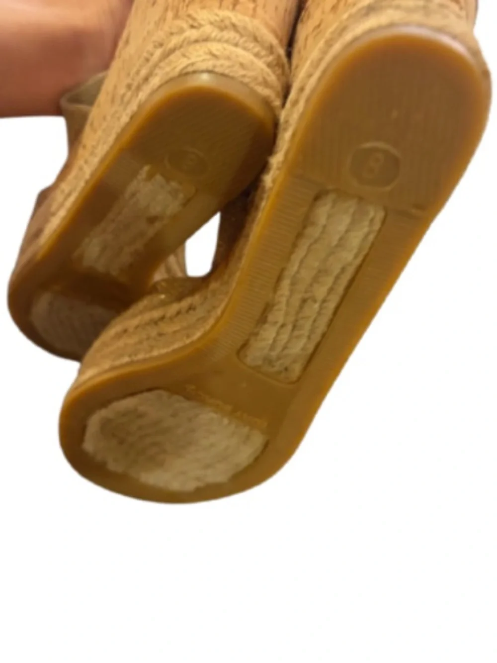 Tory Burch Peep Toe Cork & Jute Espadrille Wedge Sandals Size 8
